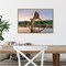 Sunset giraffe drinking by Francoisventer 23-in. W x 16-in. H. Canvas Wall Art Print Framed in Natural